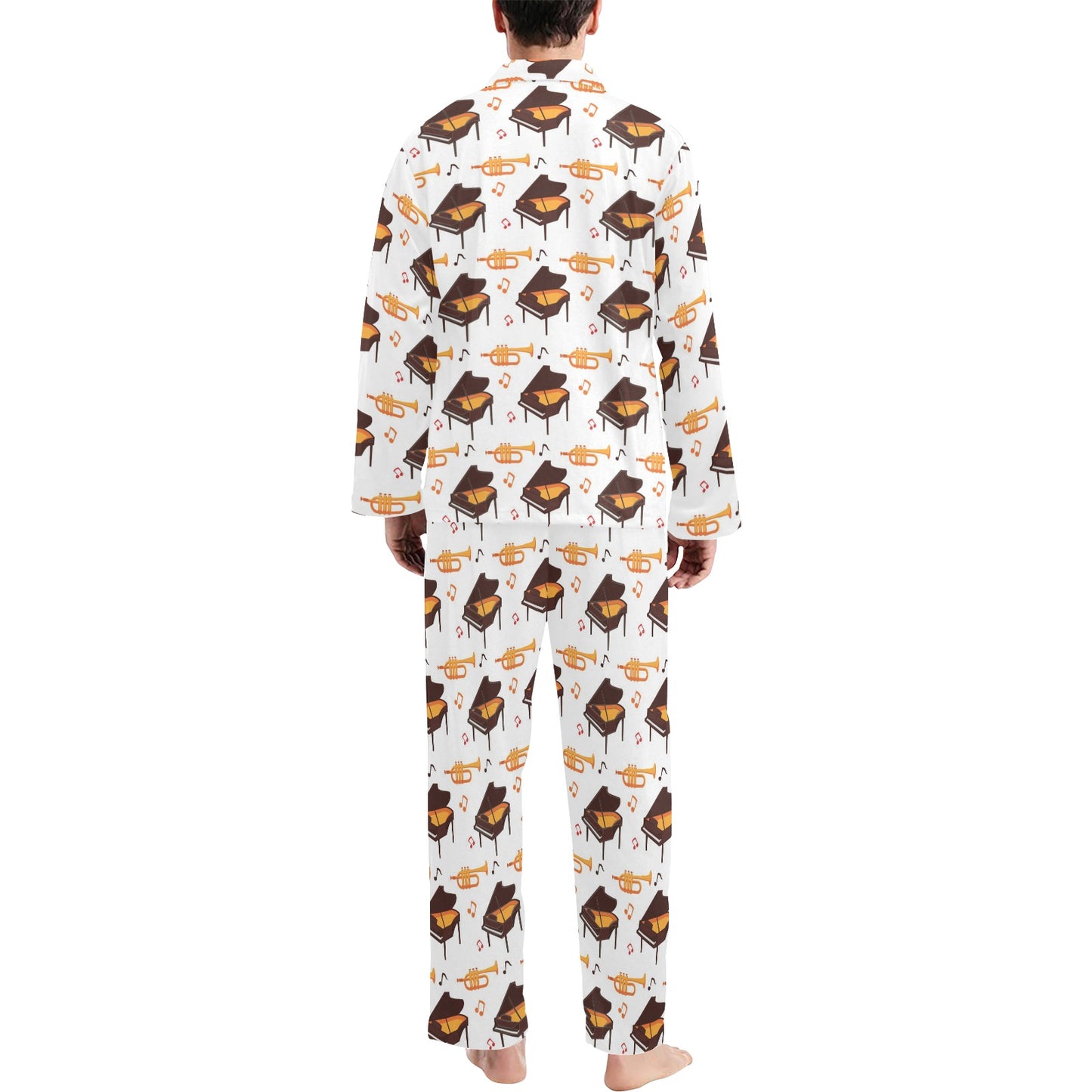 Piano Print Design LKS406 Men's Long Pajama Set