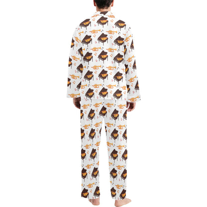 Piano Print Design LKS406 Men's Long Pajama Set