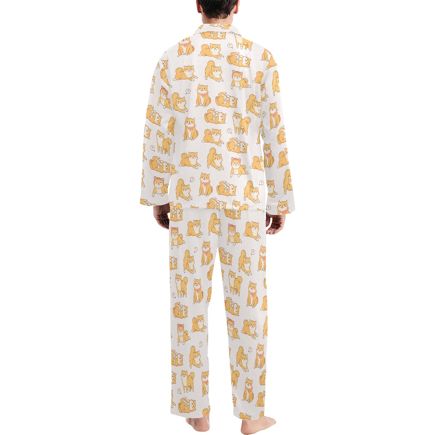 Shiba Inu Print Design LKS308 Men's Long Pajama Set