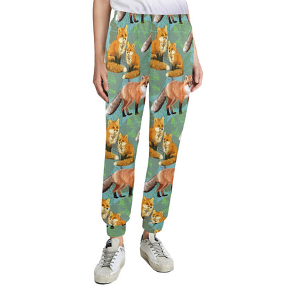 Fox Autumn leaves Themed Women's Casual Track Pants