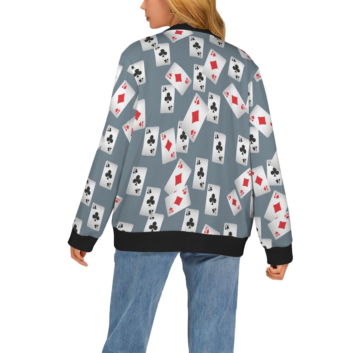 Poker Cards Pattern Print Design A05 Women's Cardigan