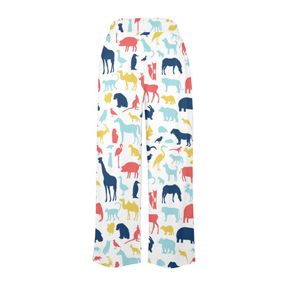 Zoo Animal Design Print Pattern JJ0409 Women's Wide Leg Lounge Pants