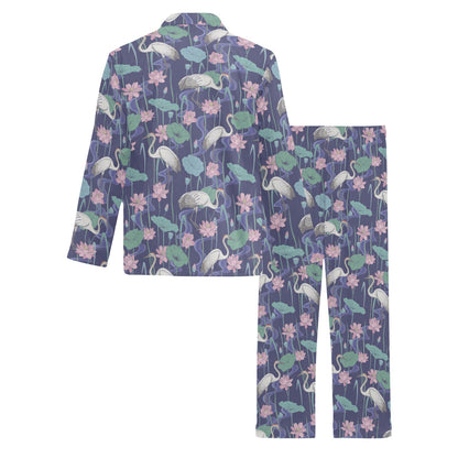 Water Lily Print Design LKS306 Men's Long Pajama Set