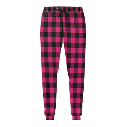 Pink Tartan Plaid Pattern Men's Sweatpants