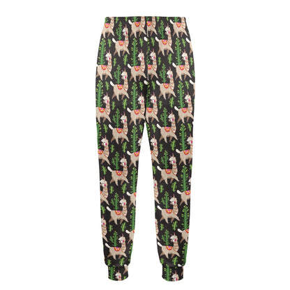 Alpaca Cactus Design Themed Print Men's Casual Track Pants