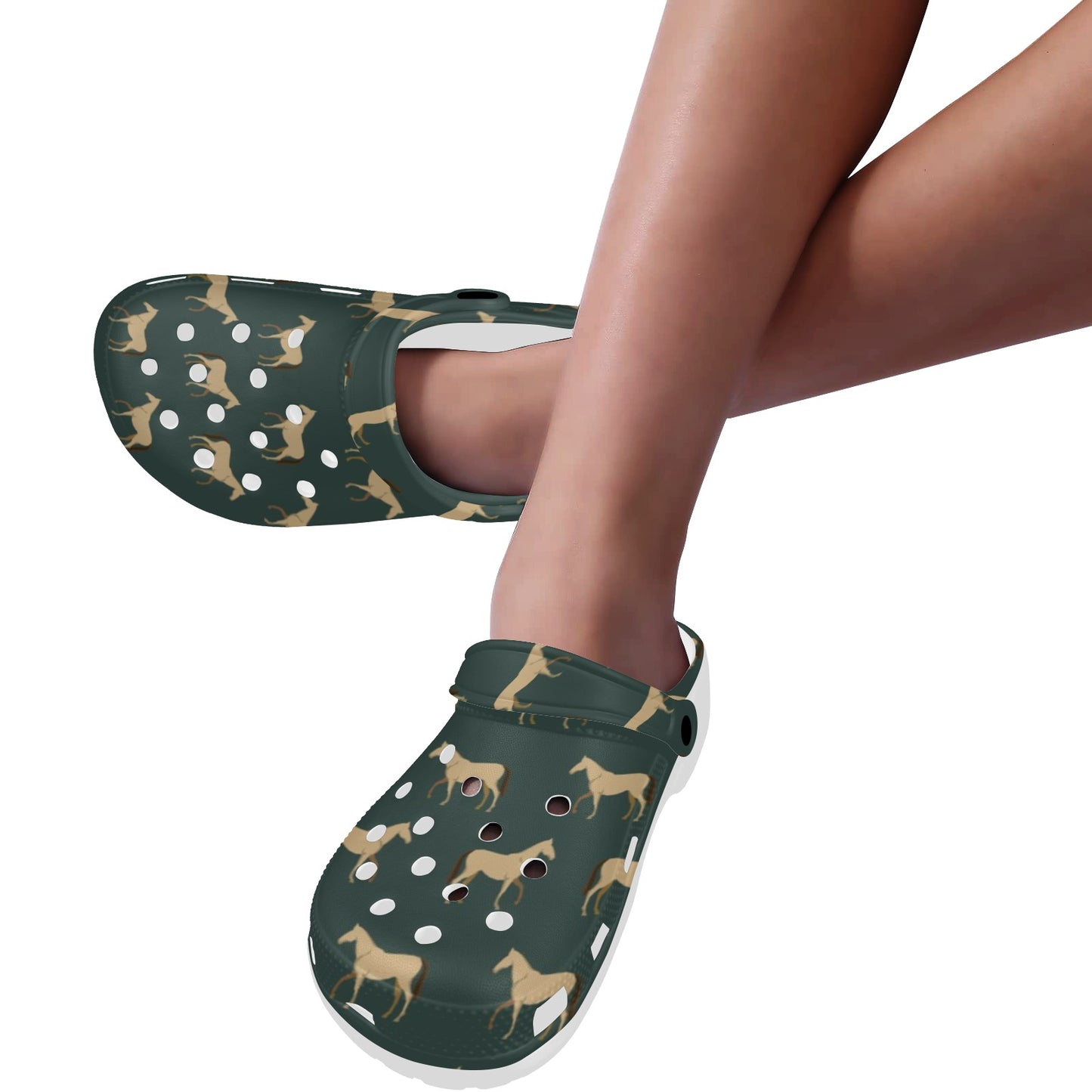 Horse Classic Themed Pattern Print Unisex Clogs Shoes