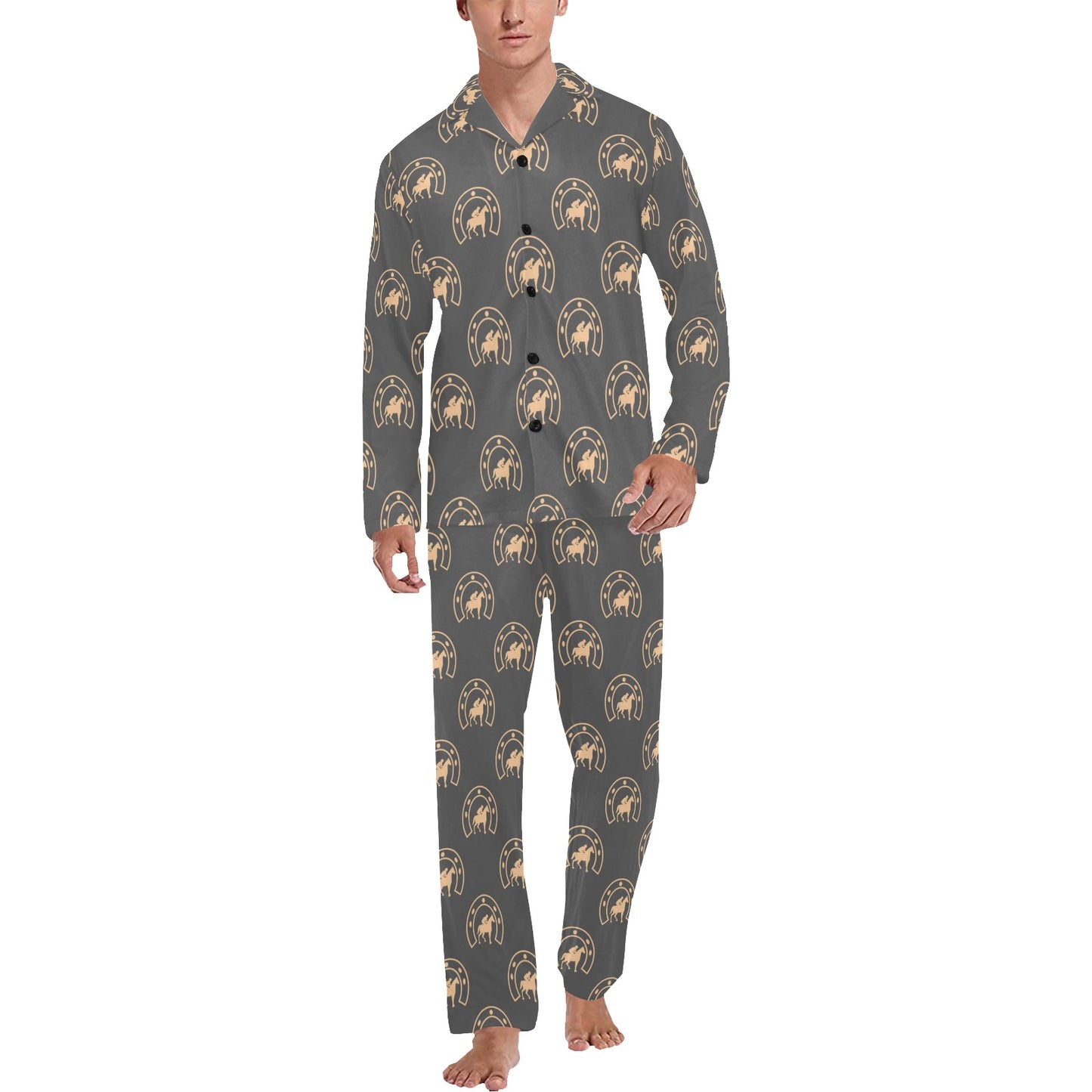 Horseshoe Print Design LKS306 Men's Long Pajama Set