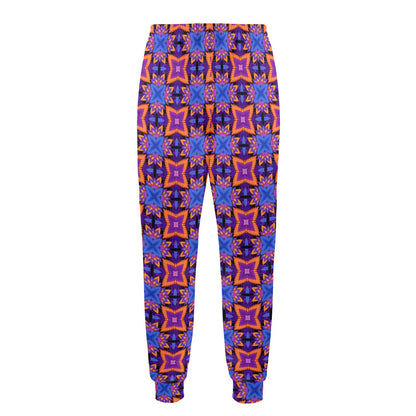 kaleidoscope Purple Orange Print Design Men's Casual Track Pants
