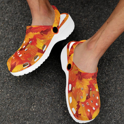 Elm Leave Autum Print Pattern Unisex Clogs Shoes