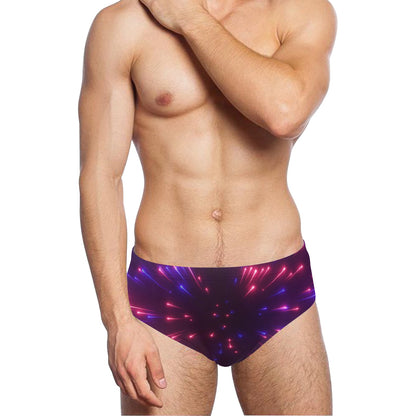 Celestial Purple Blue Neon Speed Light Men's Swimming Briefs