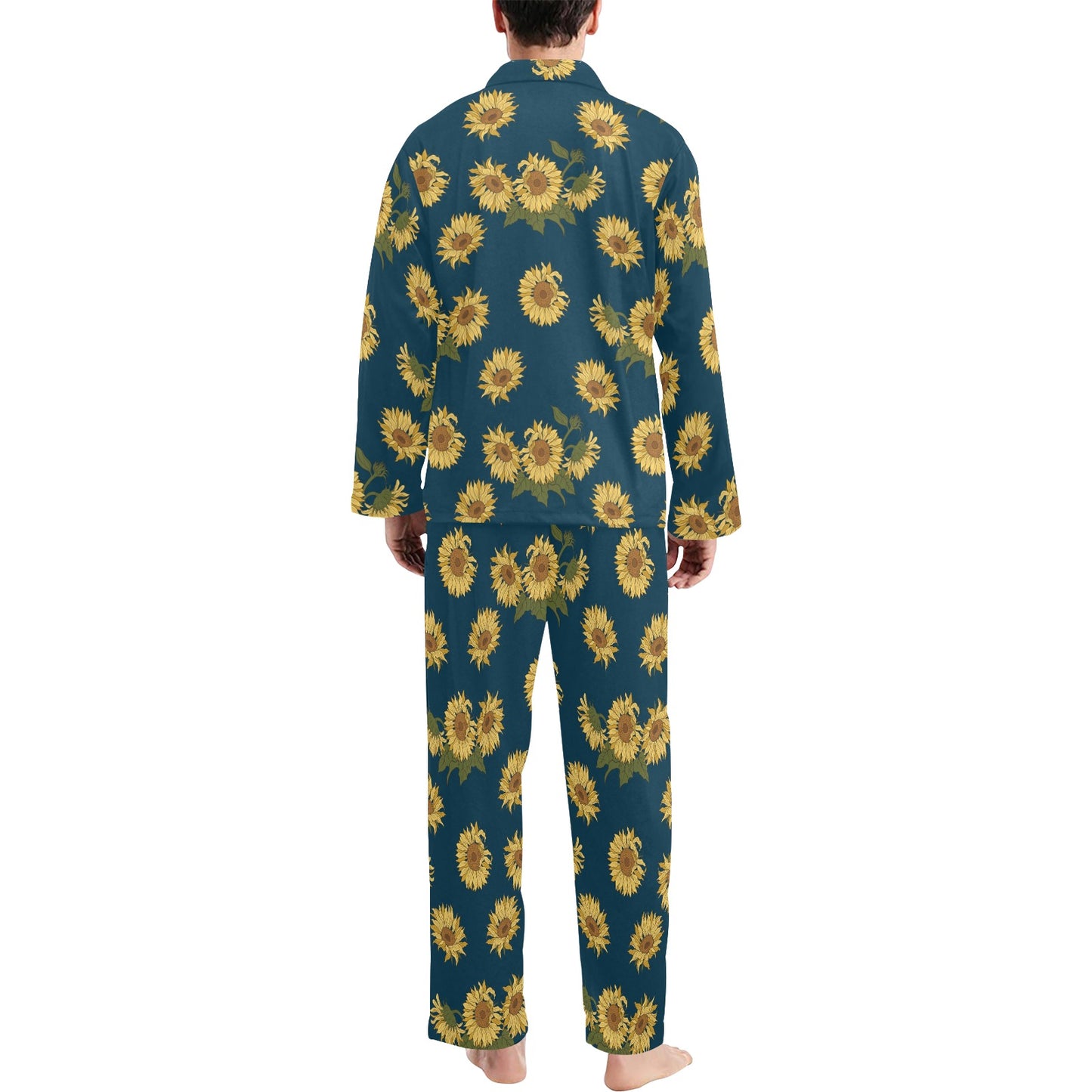 Sunflower Print Design LKS305 Men's Long Pajama Set