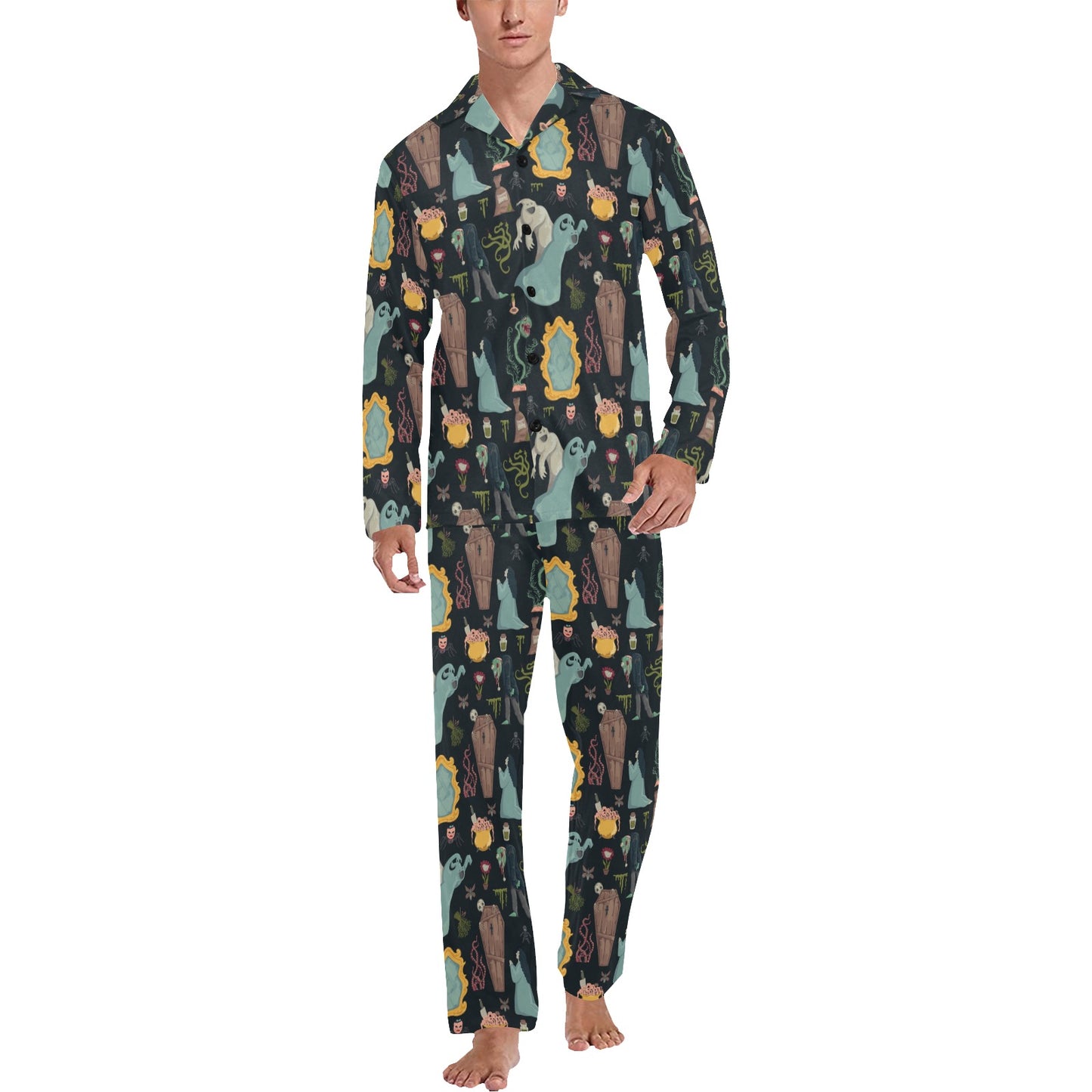 Creepy Print Design LKS303 Men's Long Pajama Set
