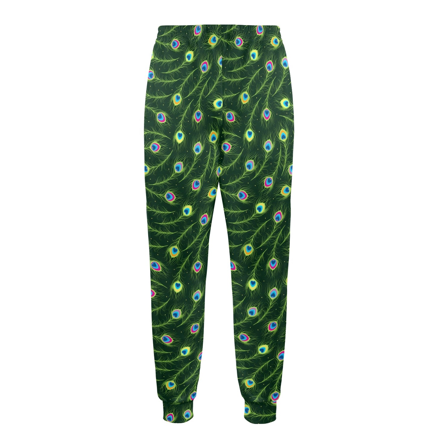 Peacock Feather Green Design Print Men's Casual Track Pants
