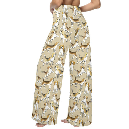 Beagle Pattern Print Design 04 Women's Wide Leg Lounge Pants