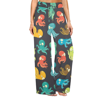 Octopus Pattern Print Design A01 Women's Wide Leg Lounge Pants