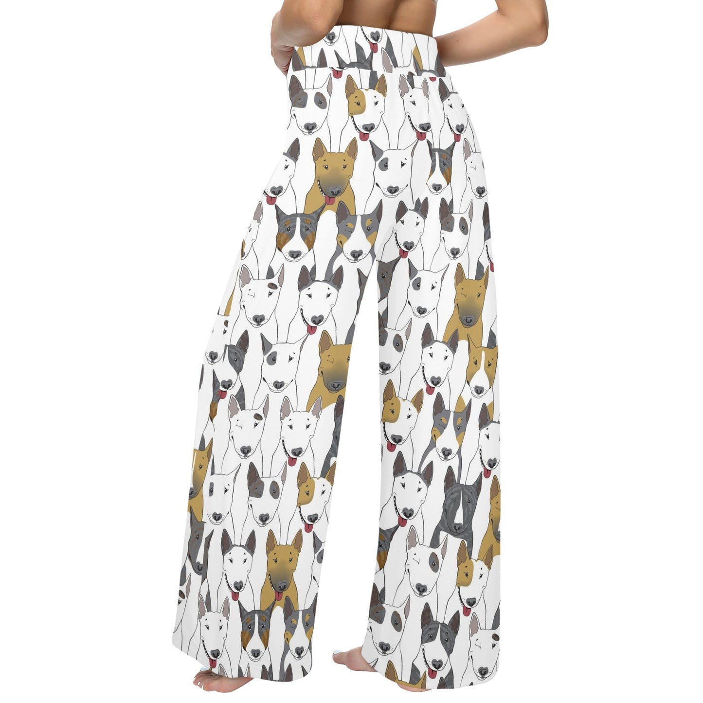 Bull Terriers Pattern Print Design 03 Women's Wide Leg Lounge Pants