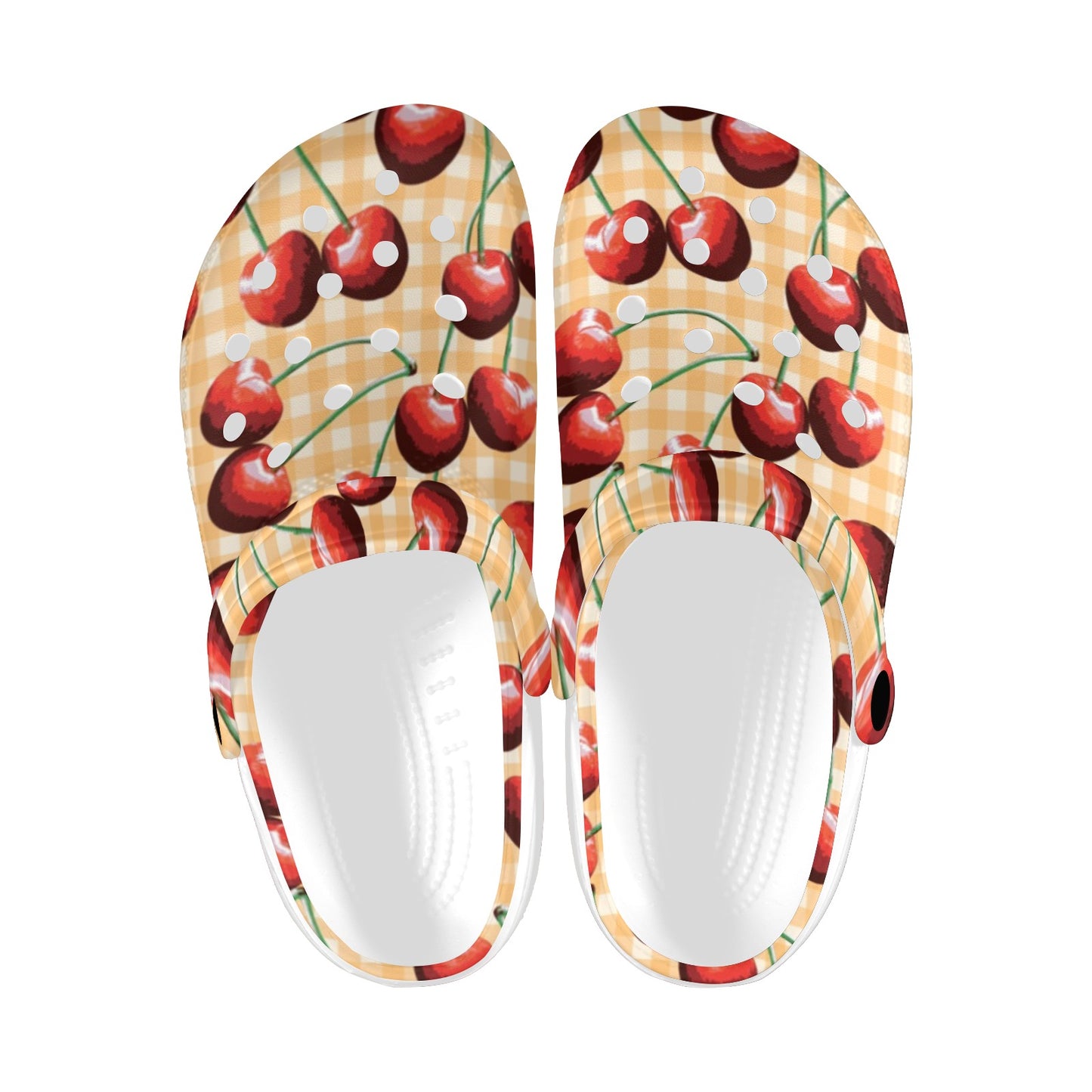 Cherry Orange Plaid Print Unisex Clogs Shoes