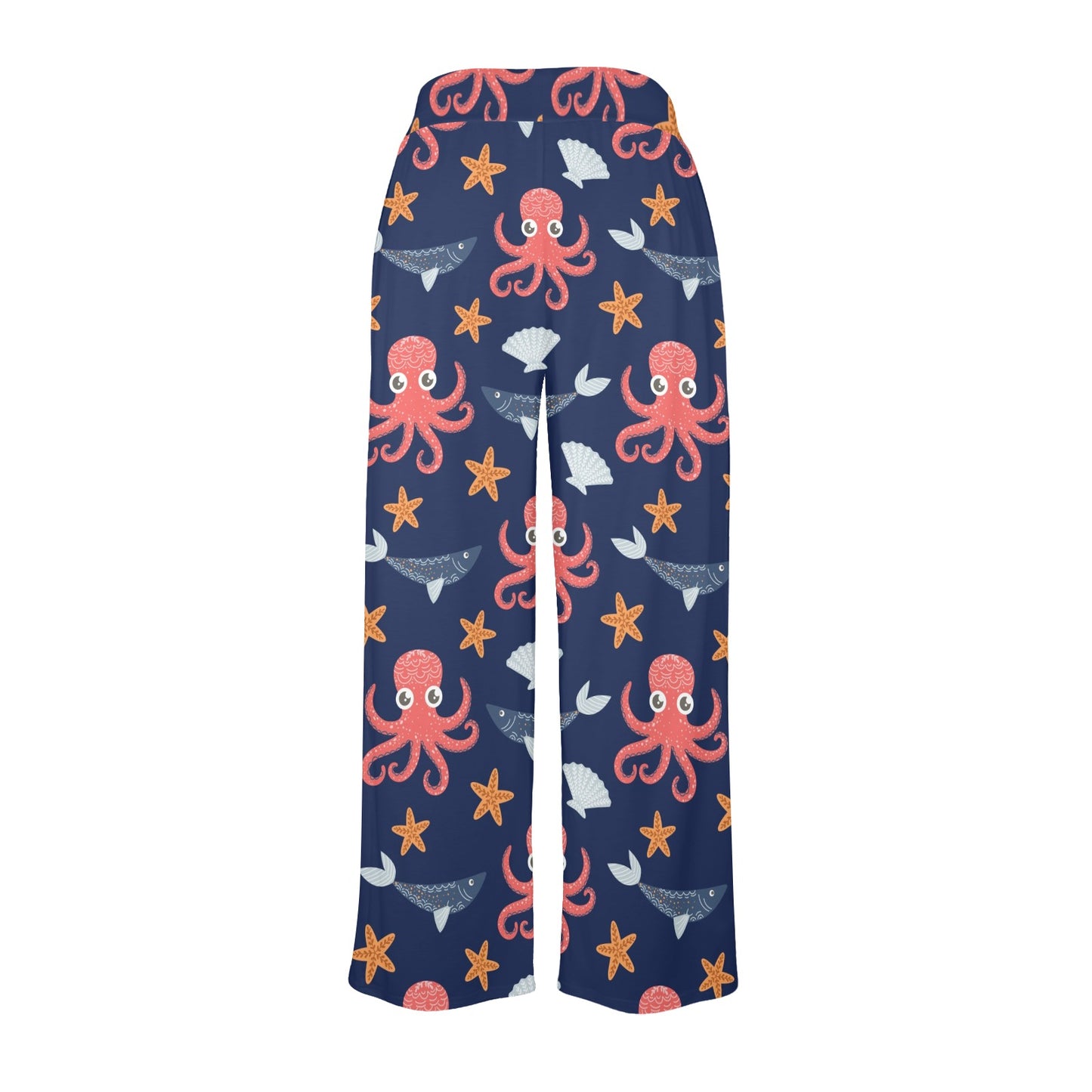 Octopus Pattern Print Design A04 Women's Wide Leg Lounge Pants