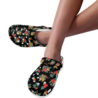 Hawaiian Flower Themed Print Unisex Clogs Shoes