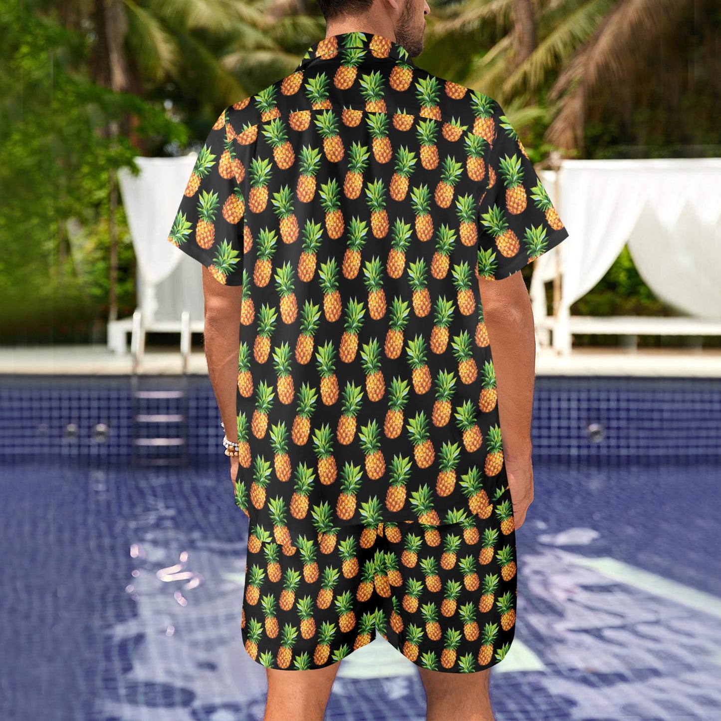 Pineapple Cute Print Design Pattern Men's Beach Shirt and Shorts Set