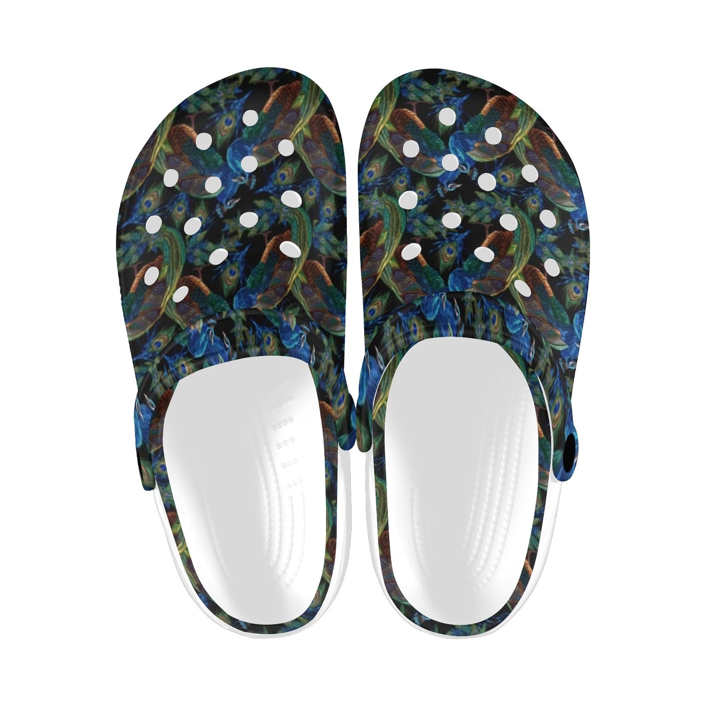 Peacock Themed Design Print Unisex Clogs Shoes