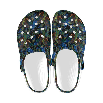 Peacock Themed Design Print Unisex Clogs Shoes