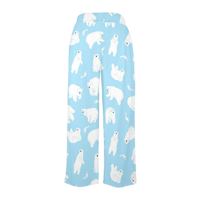 Polar Bear Pattern Print Design PB01 Women's Wide Leg Lounge Pants