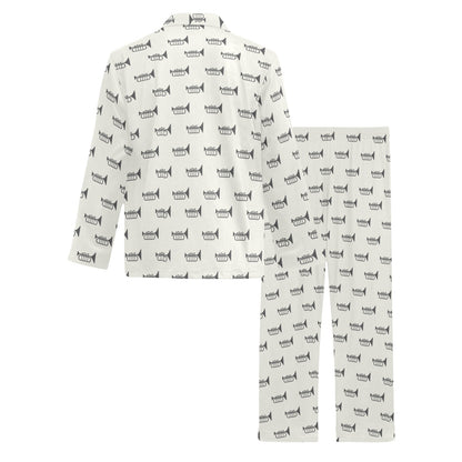 Trumpet Pattern Themed Print Men's Long Pajama Set