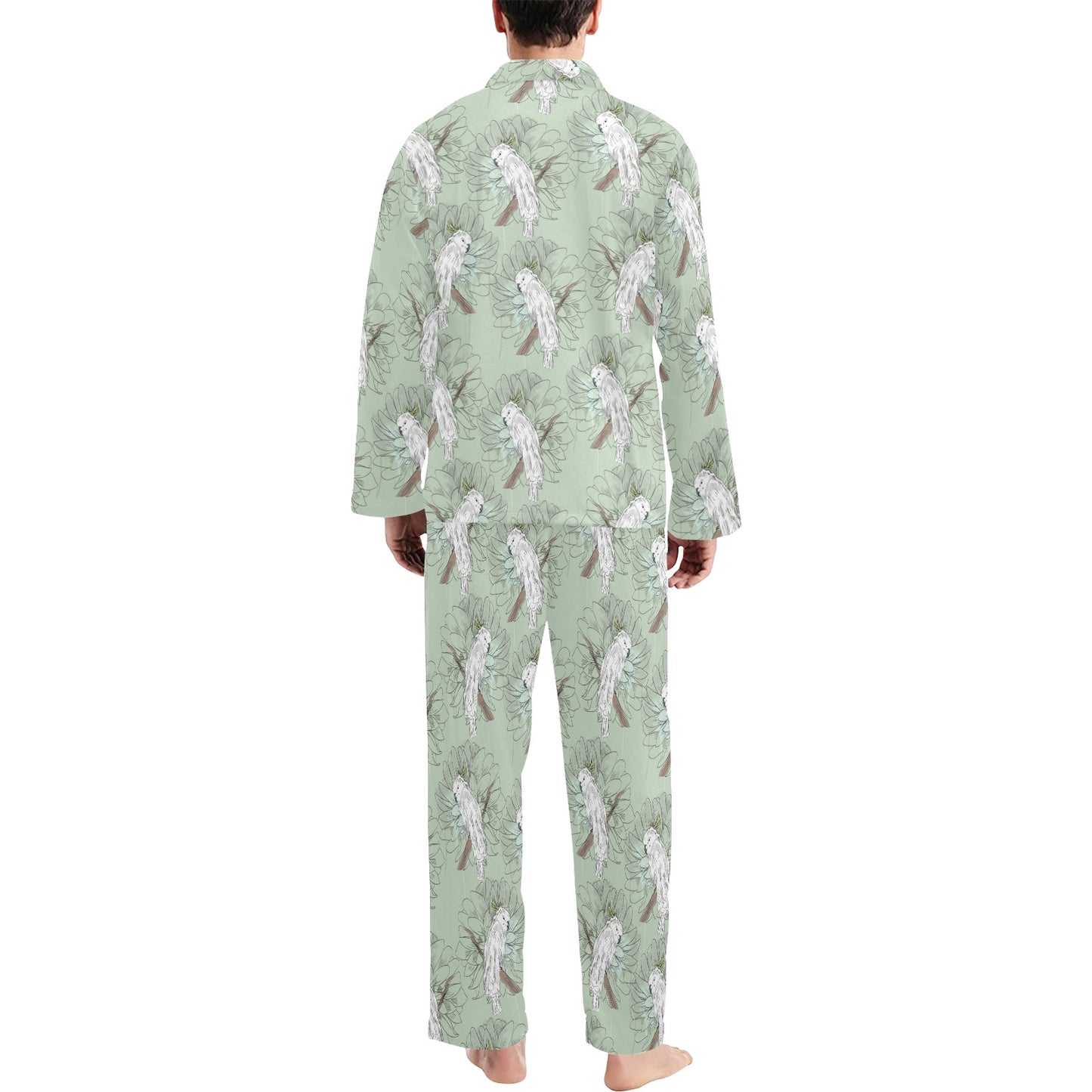 Cockatiel Pattern Print Design 01 Men's Long Pajama Set