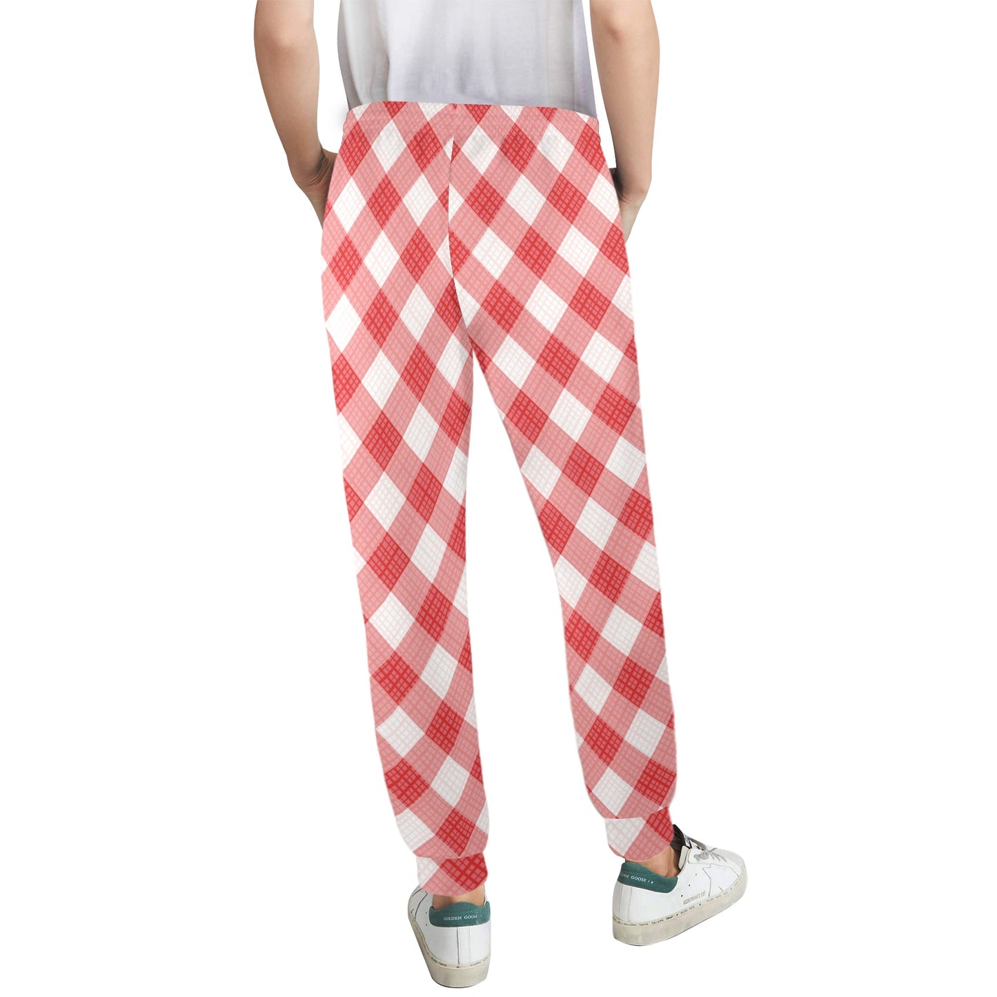 Gingham Red Pattern Print Design 01 Women's Casual Track Pants