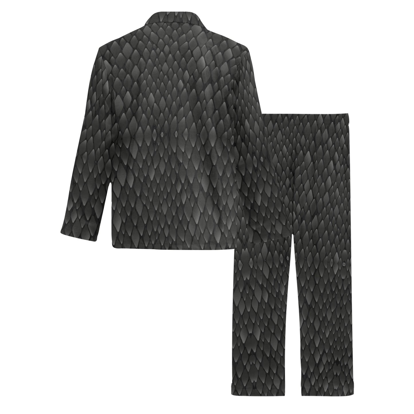 Snake Skin Black Print Men's Long Pajama Set