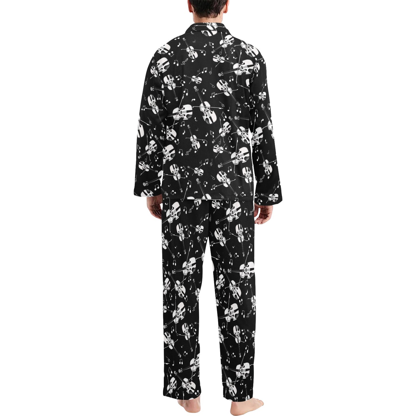 Violin Print Design LKS404 Men's Long Pajama Set