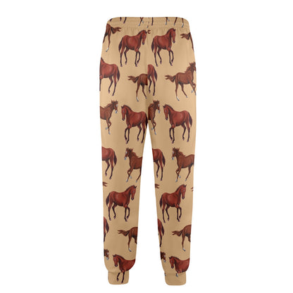 Brown Horse Print Pattern Men's Casual Track Pants