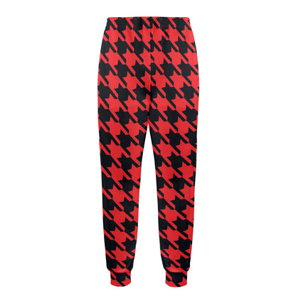 Houndstooth Red Pattern Print Design 03 Men's Casual Track Pants