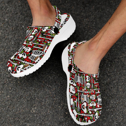 Skeleton Pattern Print Unisex Clogs Shoes