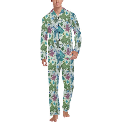 Angelfish Tribal Pattern Print Design 01 Men's Long Pajama Set