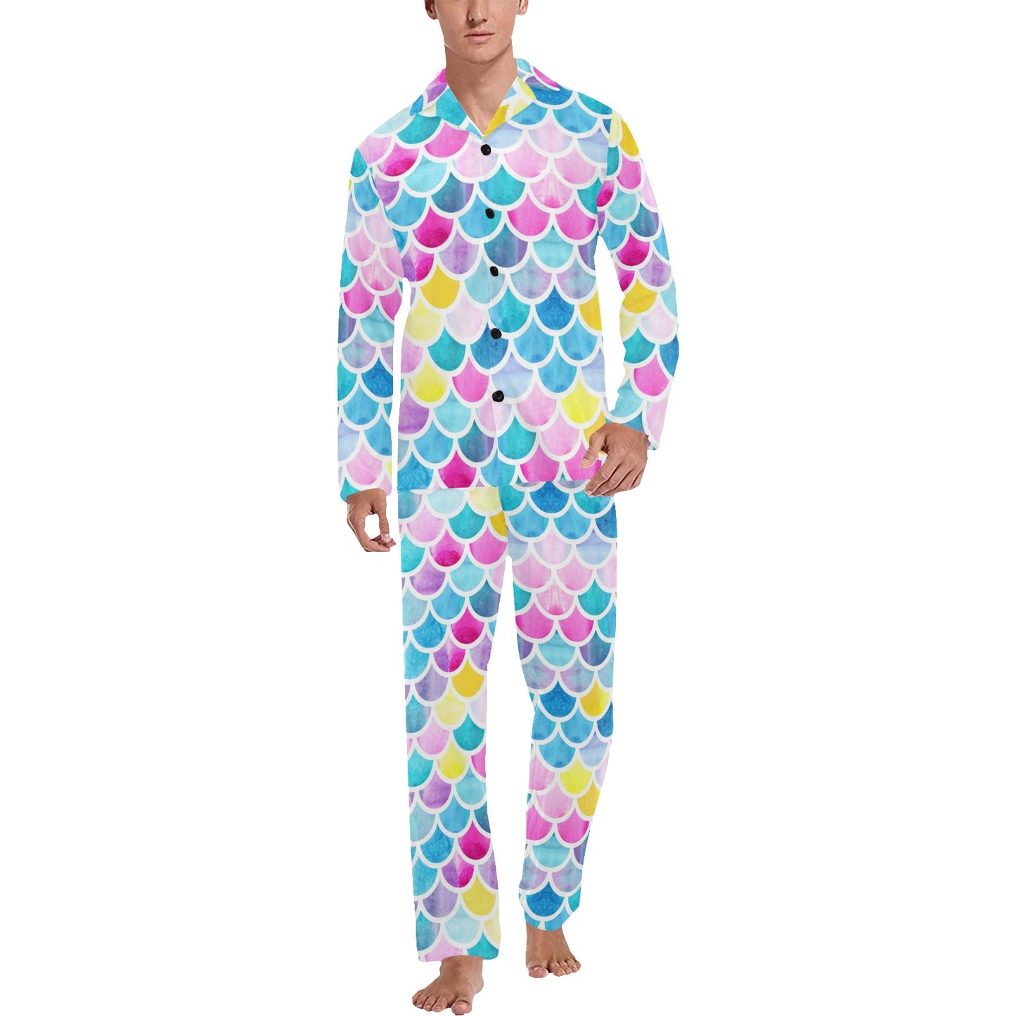 Scales Print Design LKS402 Men's Long Pajama Set