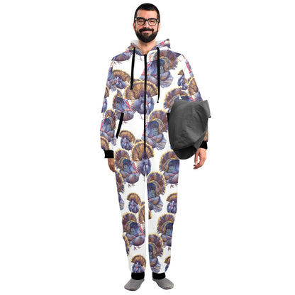 Turkey Pattern Print Design 01 Hooded Fleece Onesie Pajama Jumpsuit