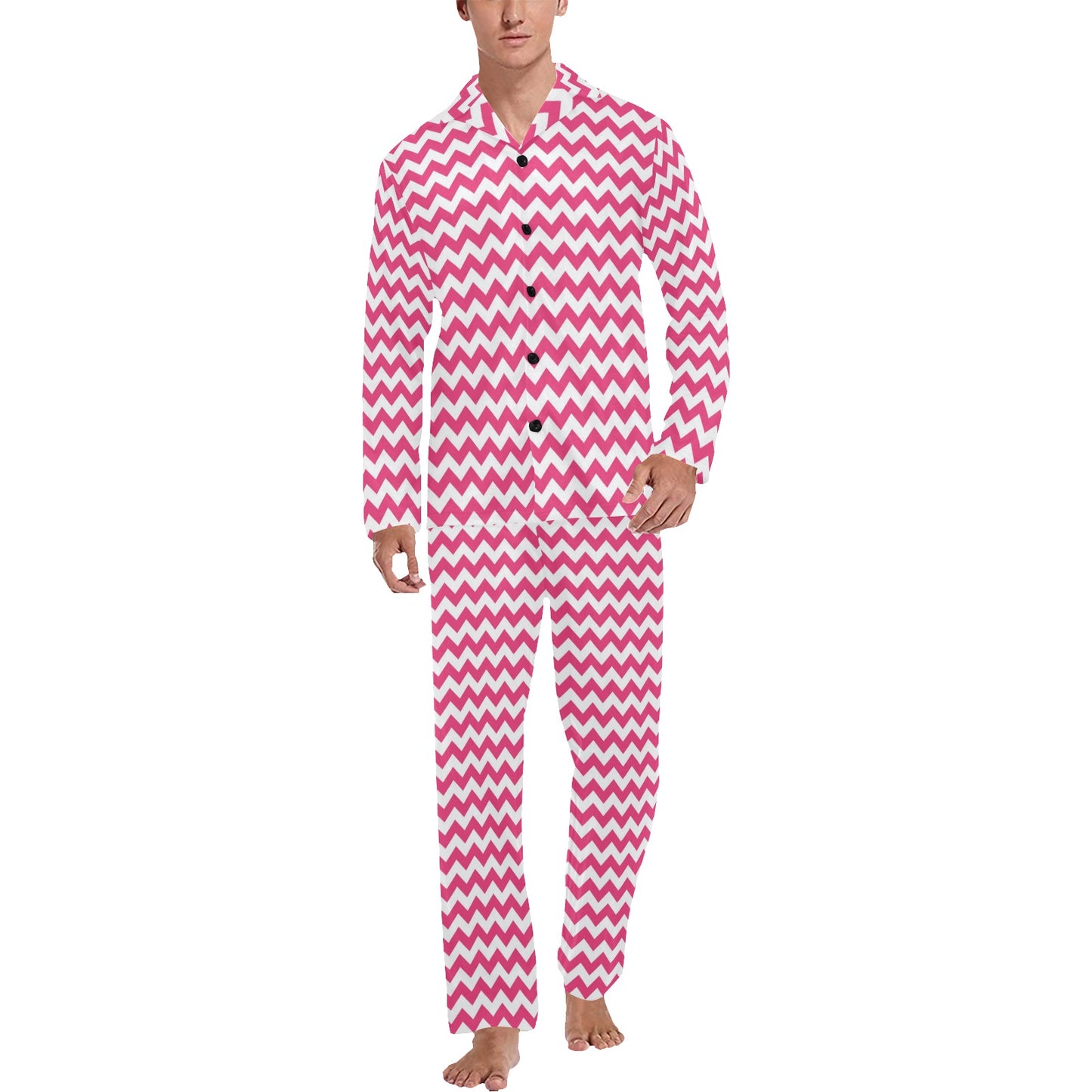 Chevron Print Design LKS402 Men's Long Pajama Set
