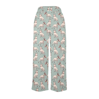 Bull Terrier Cute Print Pattern Women's Wide Leg Lounge Pants