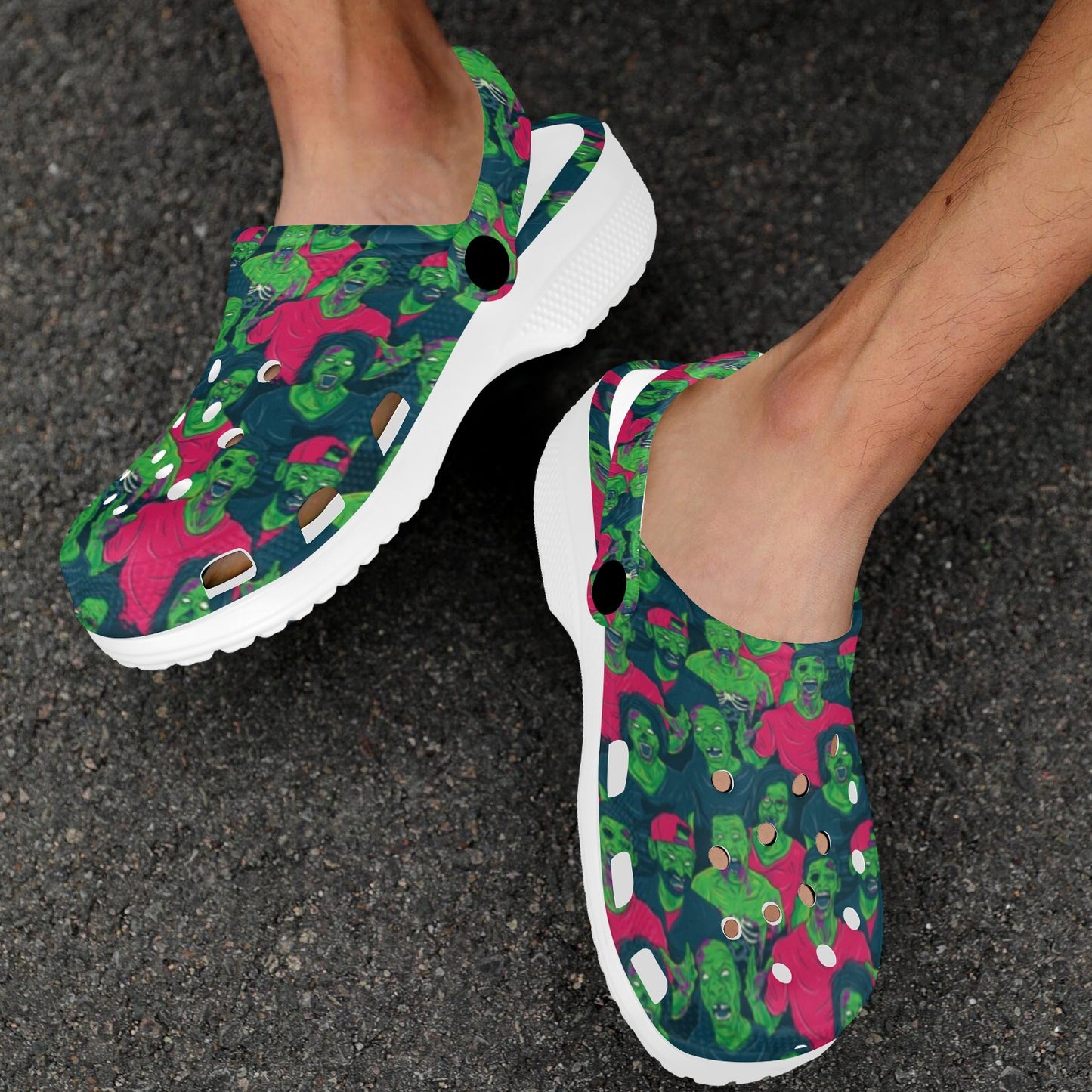 Zombie Themed Design Pattern Print Unisex Clogs Shoes