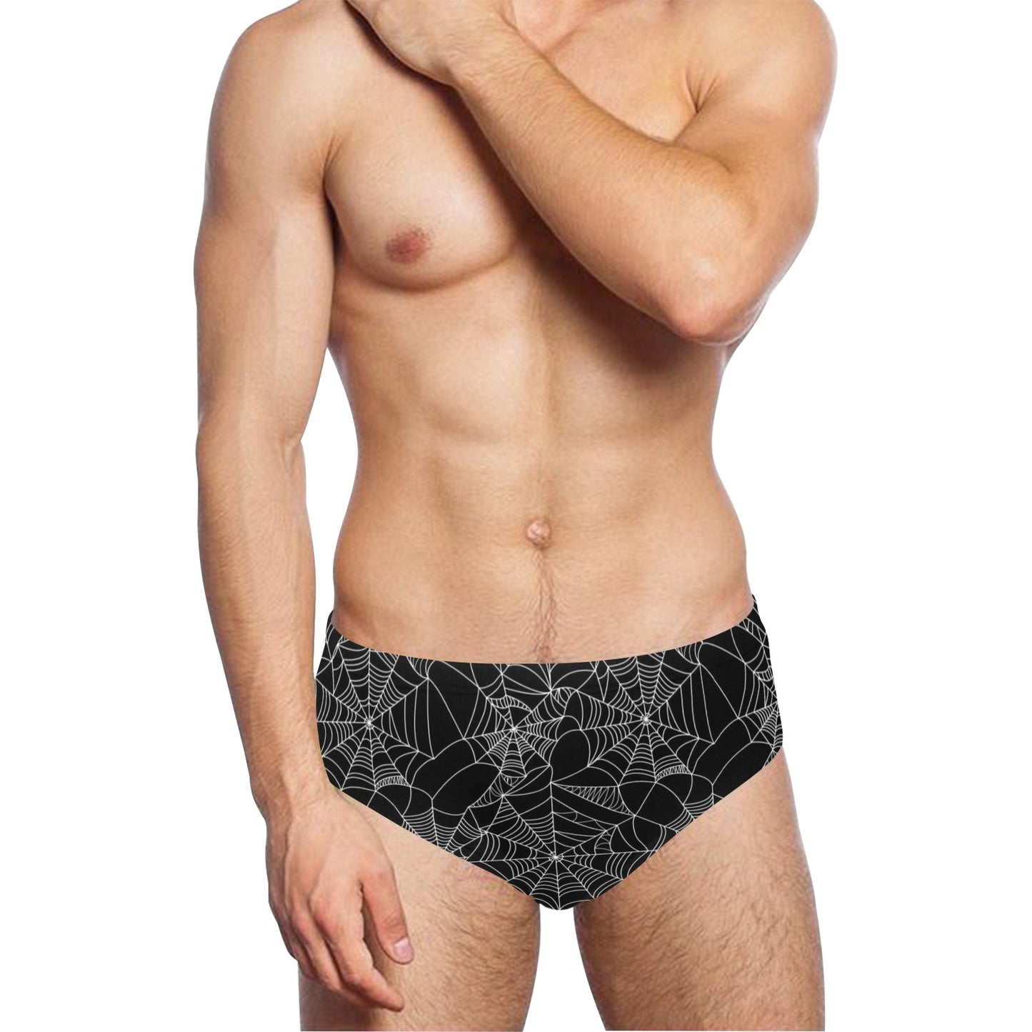 Spider Web Print Design LKS301 Men's Swimming Briefs
