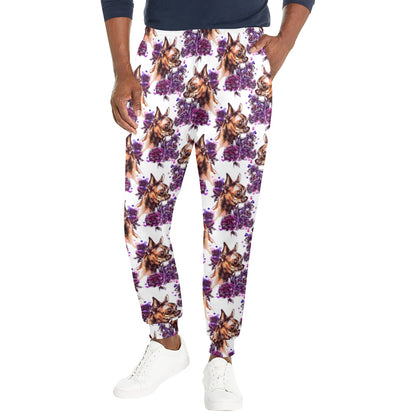 Chihuahua Purple Floral Men's Casual Track Pants