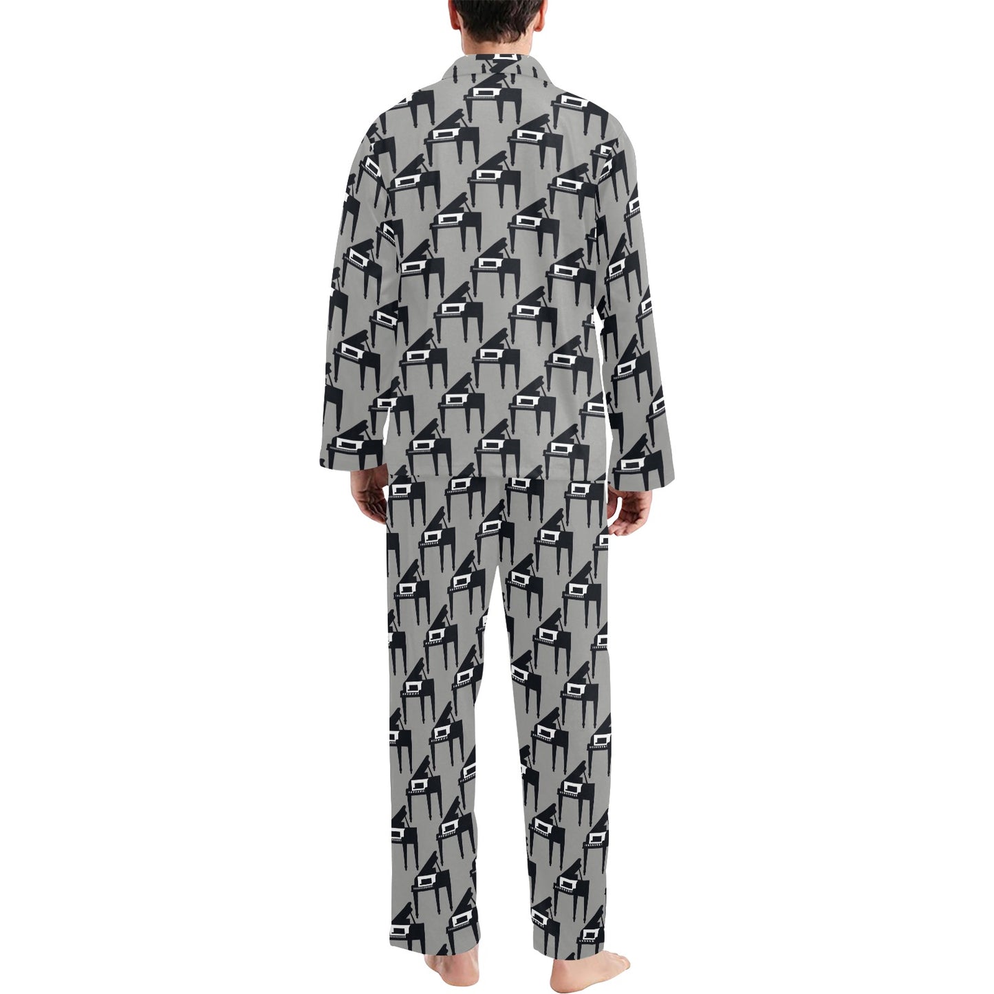 Piano Print Design LKS404 Men's Long Pajama Set