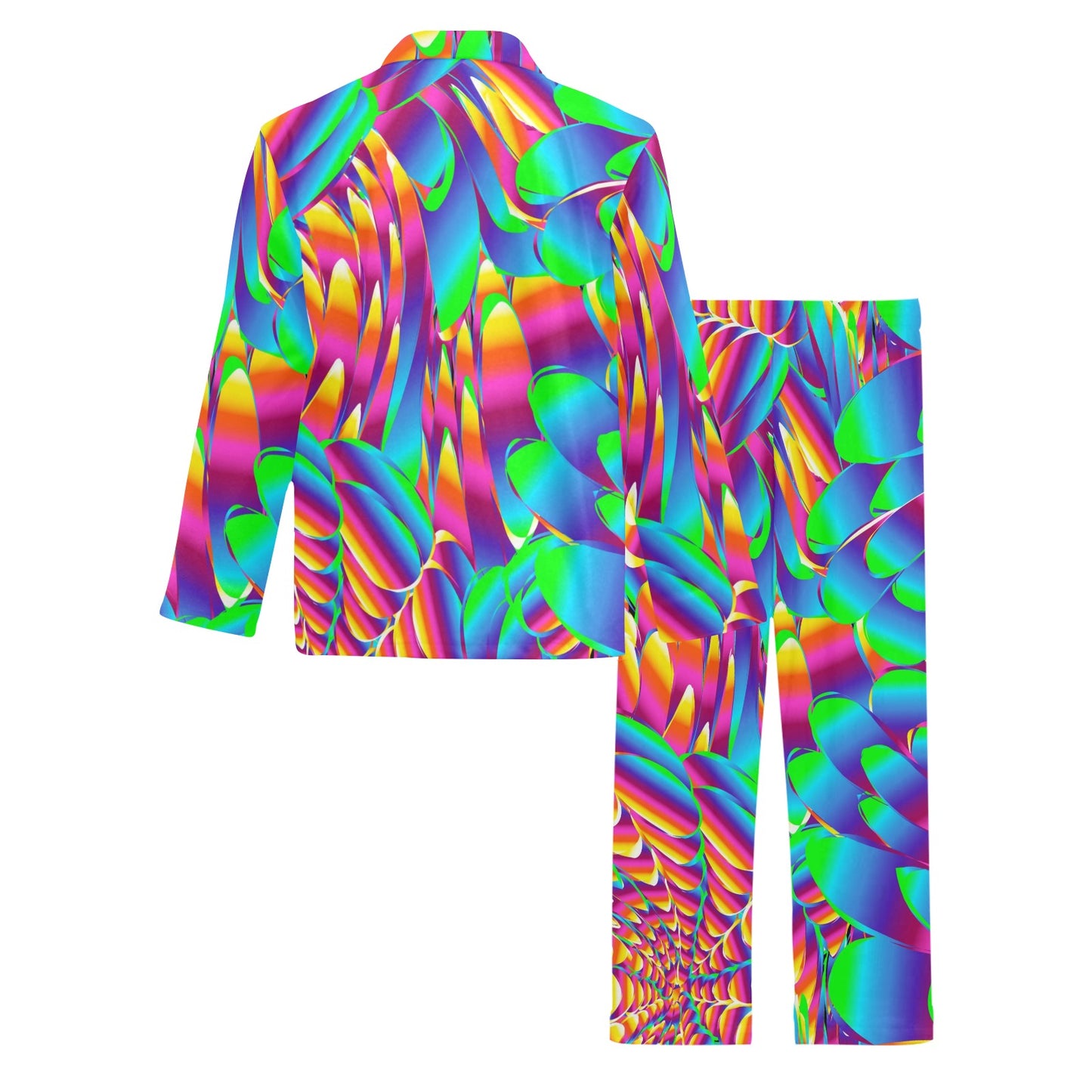 Psychedelic Trippy Pattern Men's Long Pajama Set