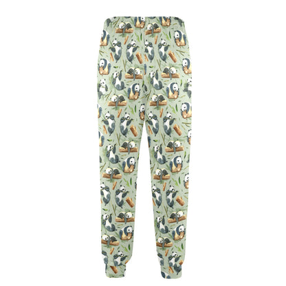 Panda Bear Design Bamboo Print Men's Casual Track Pants