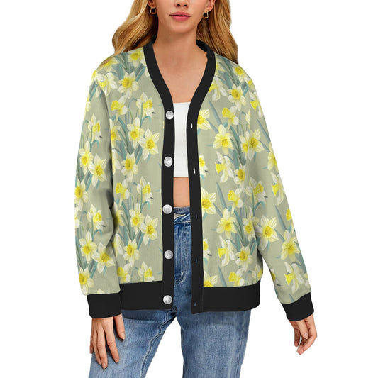 Daffodils Pattern Print Design DF01 Women's Cardigan