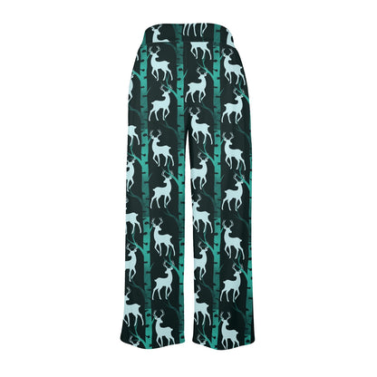 Deer Jungle Print Pattern Women's Wide Leg Lounge Pants
