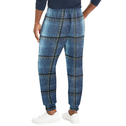 Jean Patchwork Pattern Print Design 02 Men's Casual Track Pants