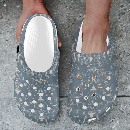 Damask Elegant Teal Print Pattern Unisex Clogs Shoes